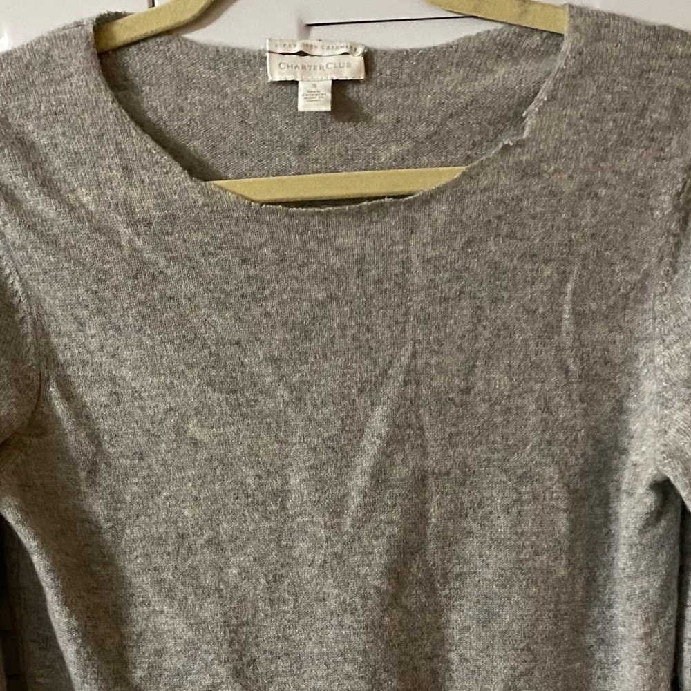 Charter Club Cashmere Sweater, Sz S, Heather Gray, Crewneck, Upcycled - Picture 2 of 13